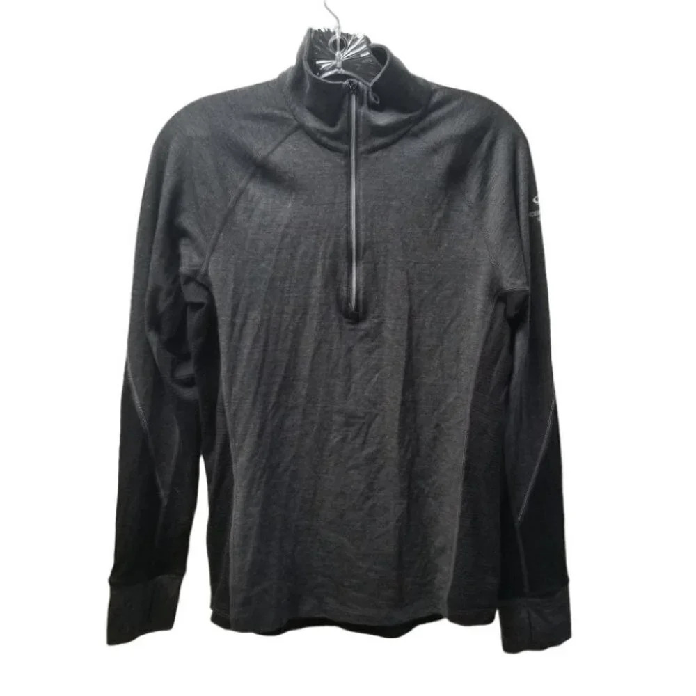ICEBREAKER Wool 1/2 Zip Pullover Black Grey L